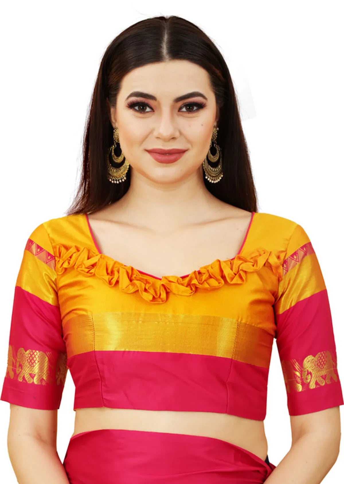 Gold Pink Soft Cotton Silk Blush Symphony Saree For Women